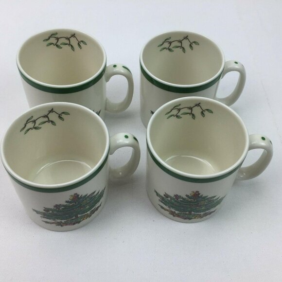 Vintage Spode Christmas Tree Tom & Jerry Mug Set 4 Box Porcelain China - Picture 6 of 8